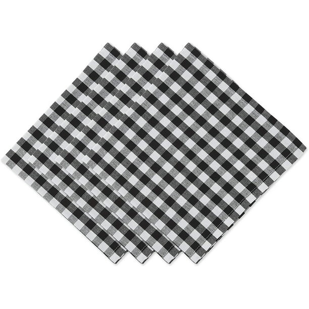 Napkin Set Black/White 4 Piece,5283 DII Gingham Check Table Top & Kitchen Collection Classic Design 100% Cotton Special Occasions and Everyday Use Machine Washable for Family Dinners 